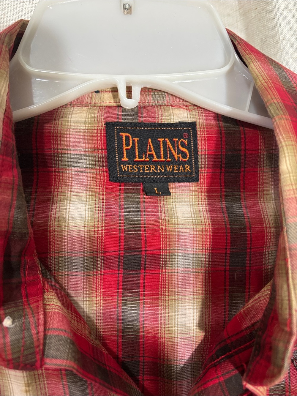 Vintage Plains Western Red Plaid Men's Shirt - Picture 7 of 9